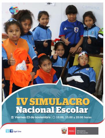Iv simulacro nacional escolar de sismo el 23 de noviembre