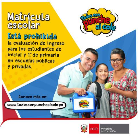 Matrícula no está condicionada a ninguna evaluación