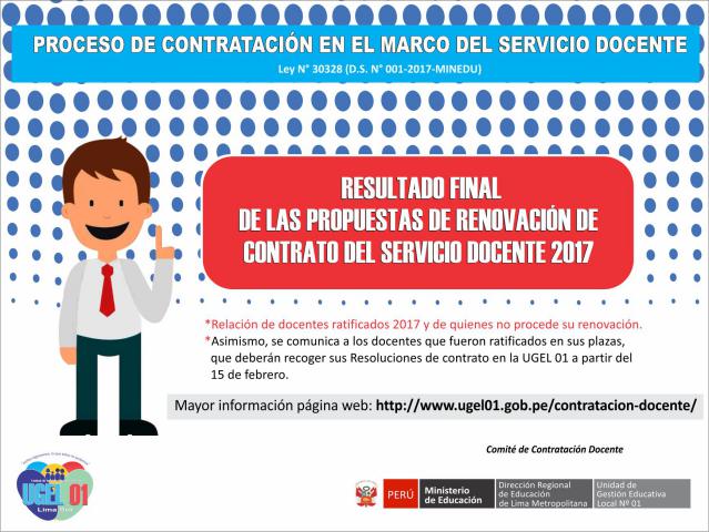 Resultado final de las propuestas de renovación de contrato del servicio docente 2017