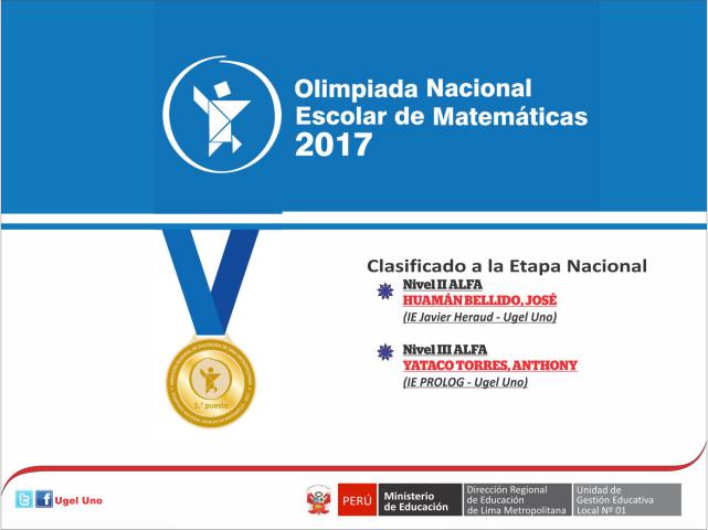 Clasificamos a la etapa nacional onem 2017