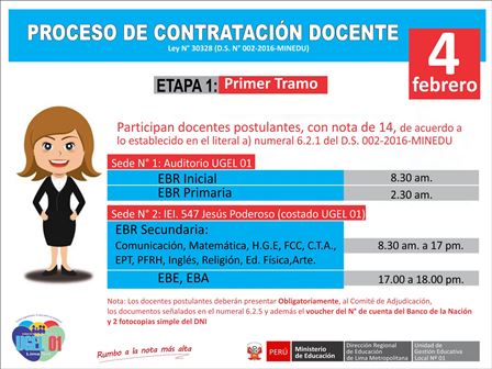 Adjudicación de contrato docente 2016 – i etapa