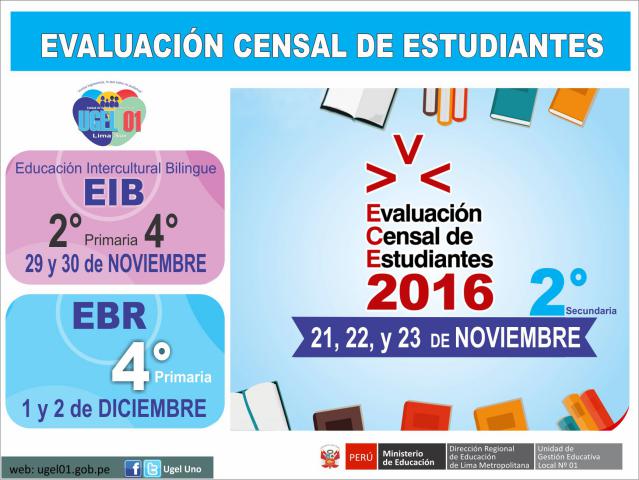 Millón seiscientos mil estudiantes participarán en ece 2016
