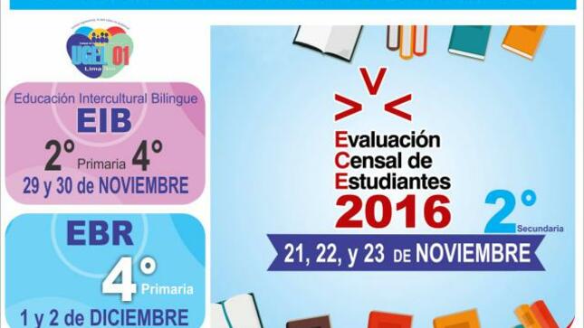 Millón seiscientos mil estudiantes participarán en ece 2016