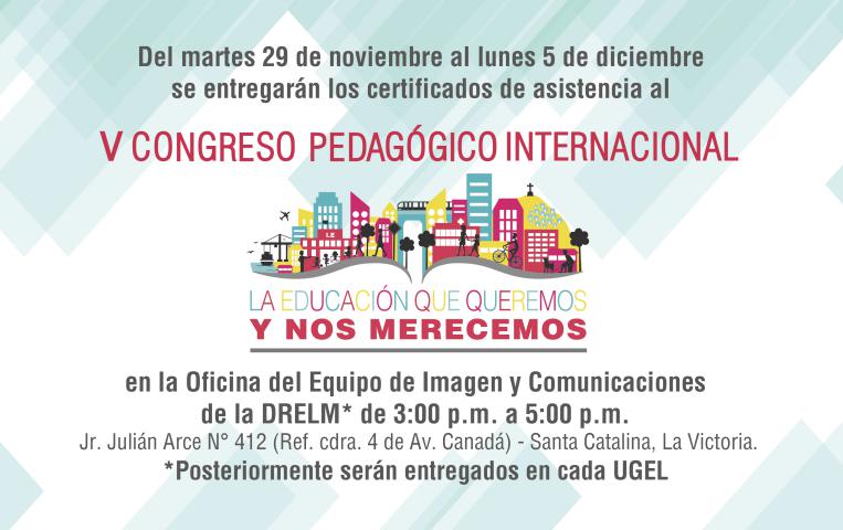 Drelm entrega certificados del v congreso pedagógico internacional