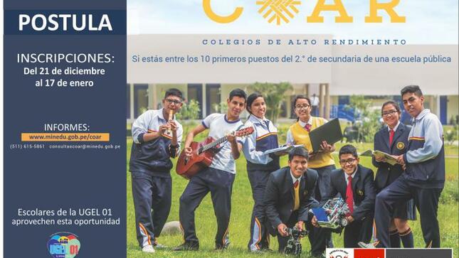 Postula a los colegios de alto rendimiento (coar)