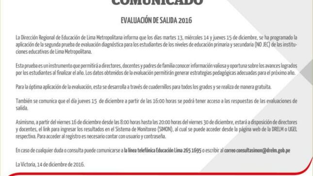Evaluación de salida: como ingresar resultados en simon