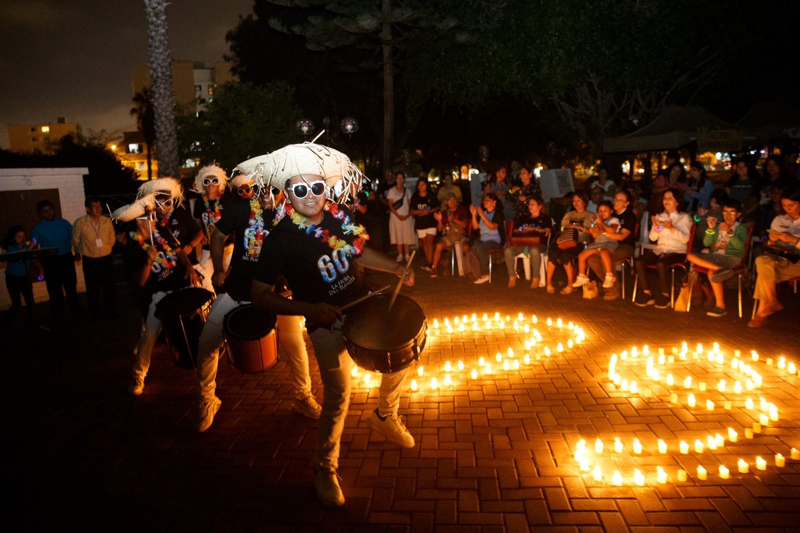 Apagón simbólico de luces durante una hora fue al acto central en el parque Reducto N°5.