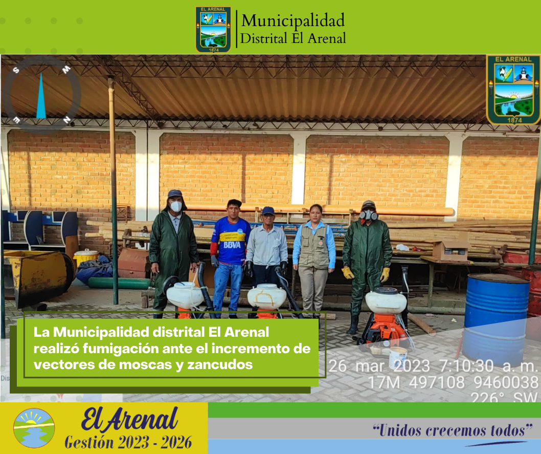 Foto de los encargados de la fumigación contra moscas y zancudos.