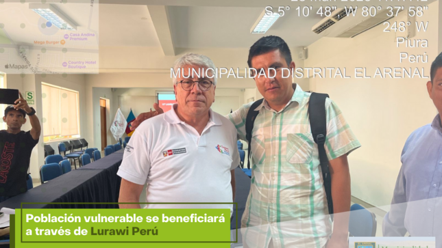 Foto del alcalde con el director de Lurawi Perú.
