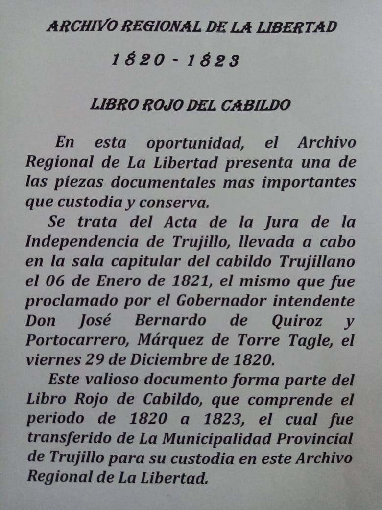 Ministerio de Cultura declara Patrimonio Cultural de la Nación al Acta de Juramento de la Independencia de Trujillo