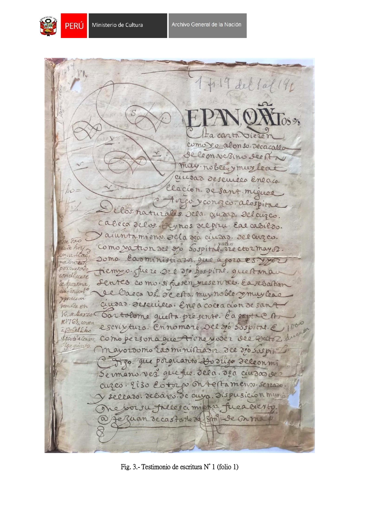 Declaran Patrimonio Cultural al Libro de testimonios de escrituras y expedientes referidos al Hospital de Naturales del Cusco (1559-1665)