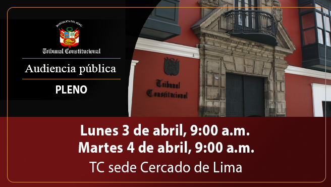 Pleno del Tribunal Constitucional sesionará en audiencias públicas el lunes 3 y martes 4 de abril
