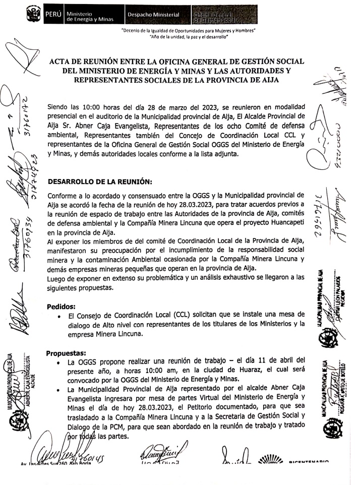 MINEM y CCLP Aija sumarán esfuerzos para concretar verdadero impulso en nuestra provincia.