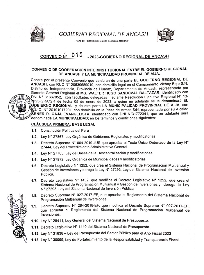 firma importante convenio con el Gobierno Regional de Ancash.