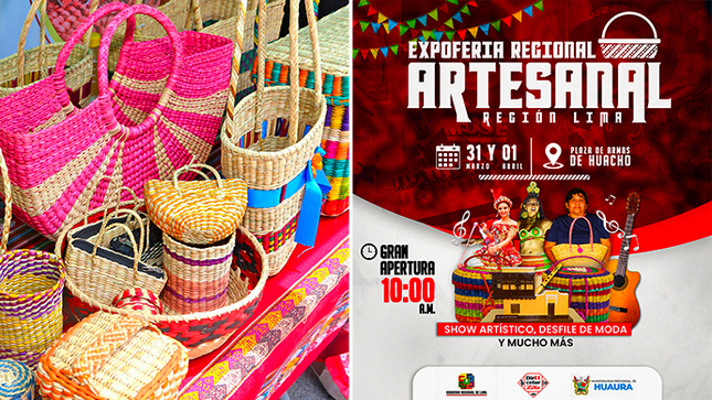 Expoferia Regional Artesanal, 31 de marzo y 1 de abril, en la Plaza de Armas de Huacho