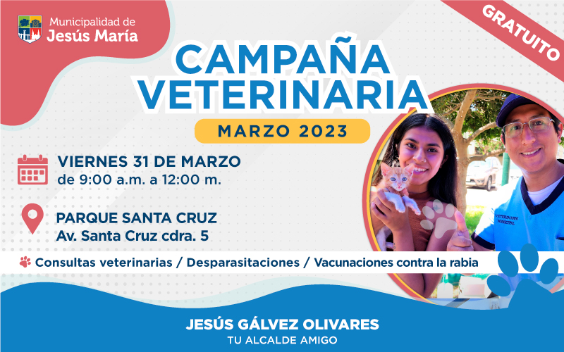 Campaña Veterinaria, atención médica, vacunas y desparasitación totalmente gratis