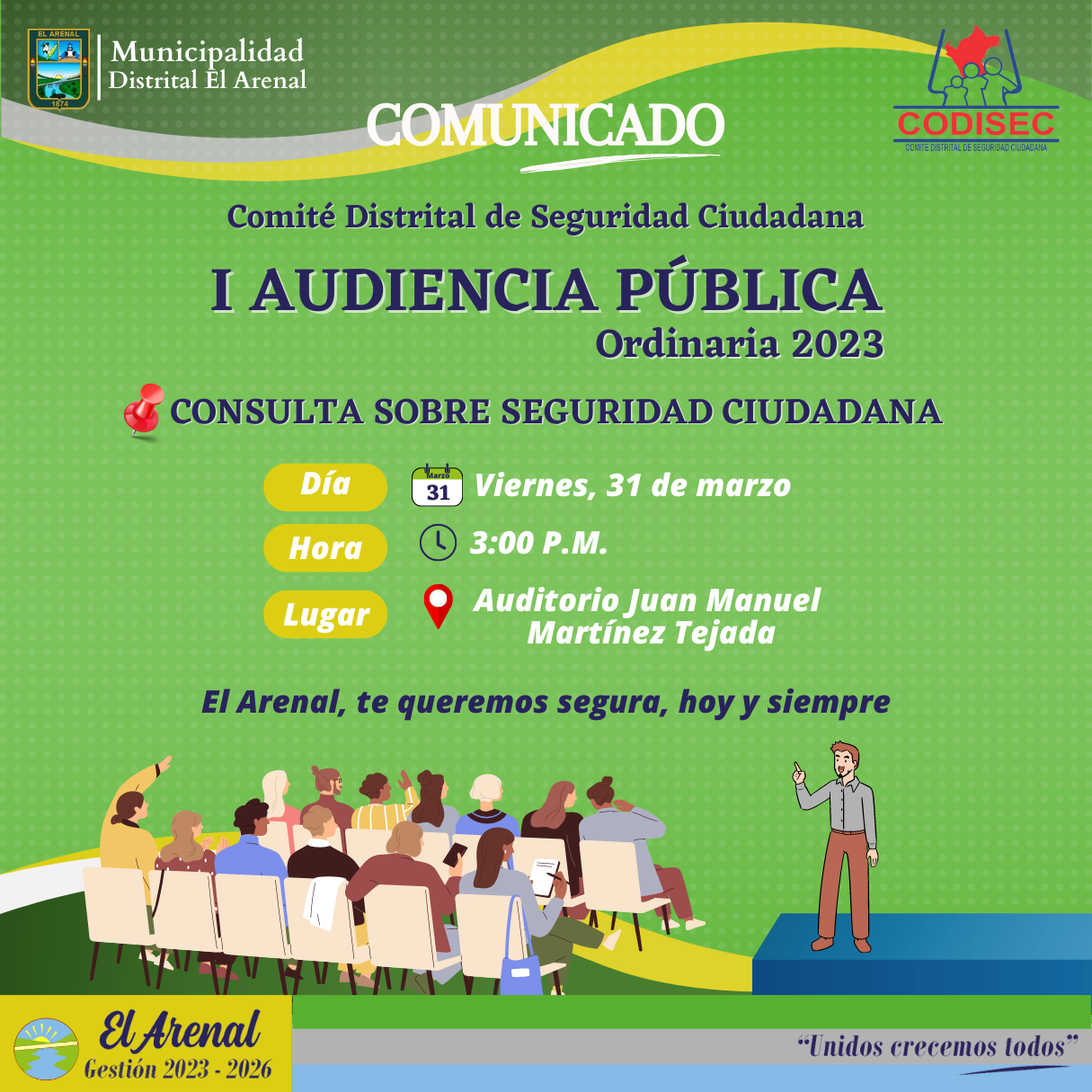 Flyer de la I Audiencia Pública Ordinaria 2023.