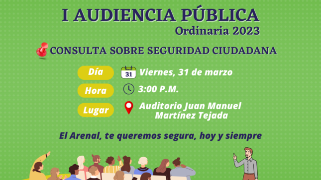 Flyer de la I Audiencia Pública Ordinaria 2023.