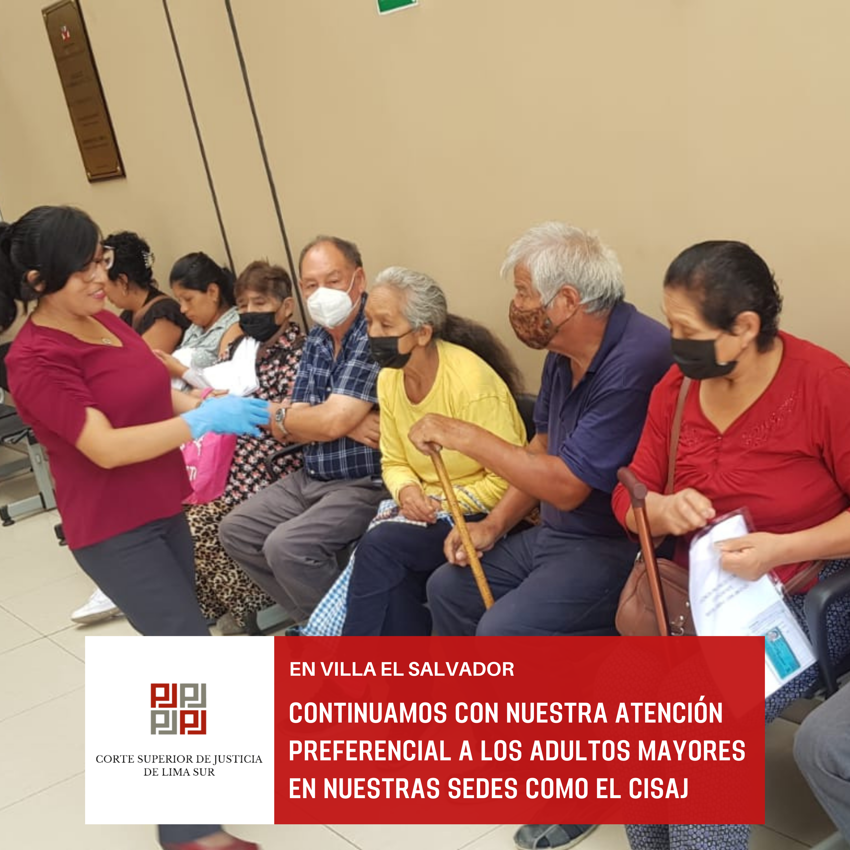 Continuamos con nuestra atención preferencial a los adultos mayores en nuestras sedes como el Cisaj