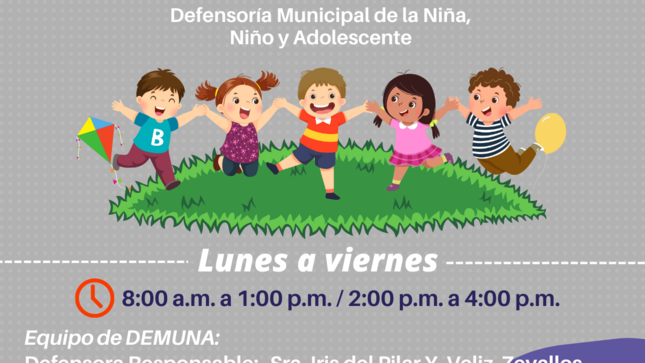 Flyer del horario de atención de la DEMUNA-El Arenal