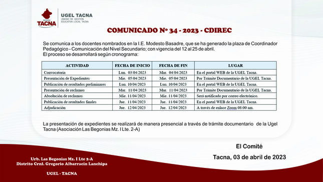 Archivo JPG de comunicado
