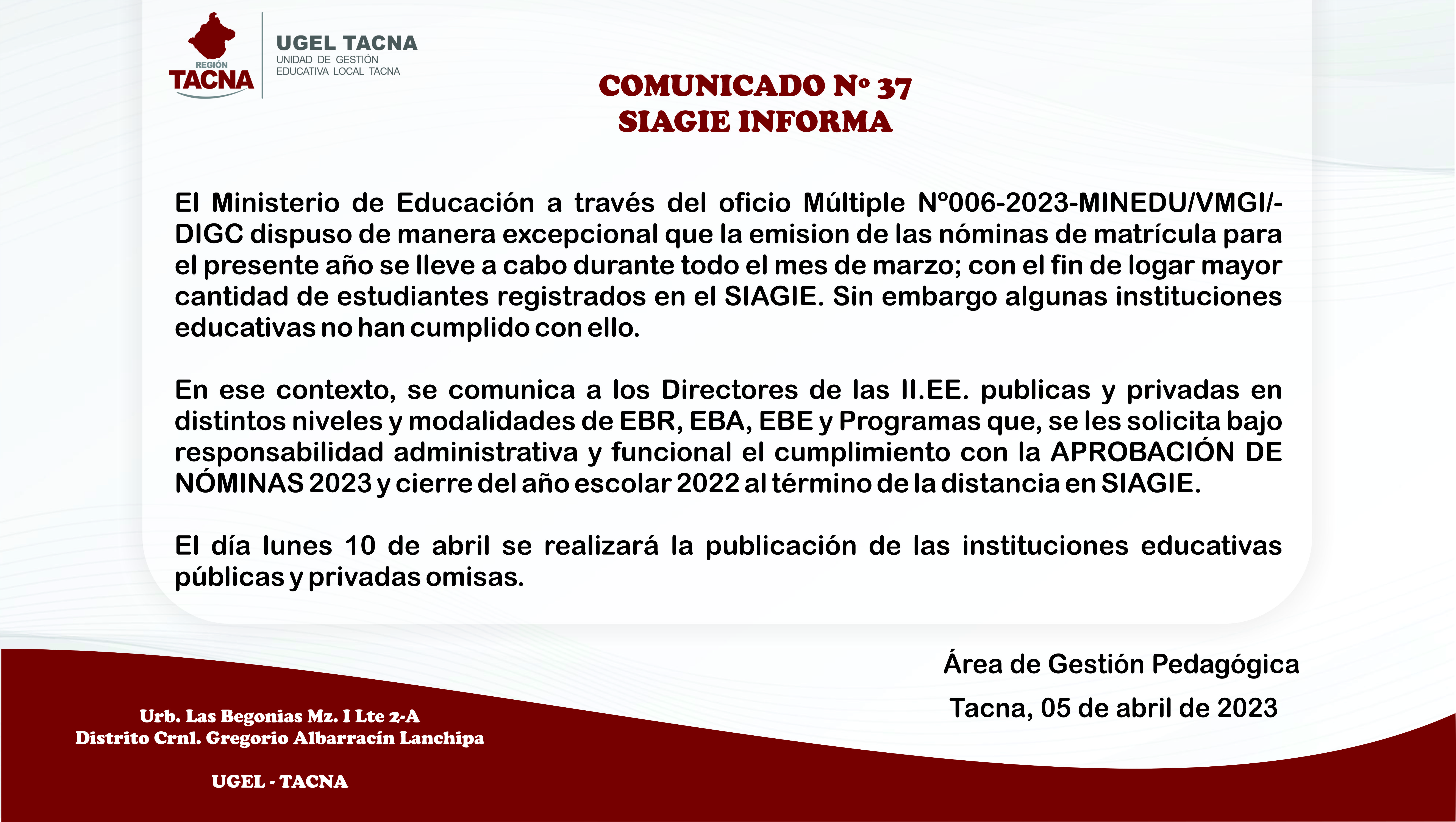 Archivo JPG de comunicado
