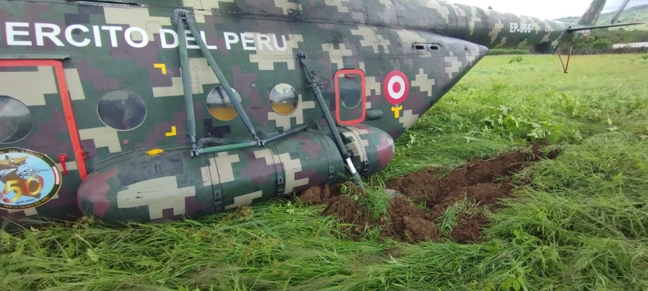 Segundo intento de seguir sobrevolando a los demás sectores el helicóptero sufrió falló mecánico tras su despegue