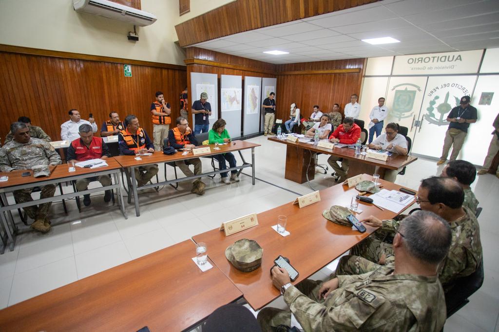 Ministra Hania Pérez de Cuéllar arribó a la región junto a titulares de Defensa y Midagri para articular acciones de mitigación y llevar ayuda humanitaria.