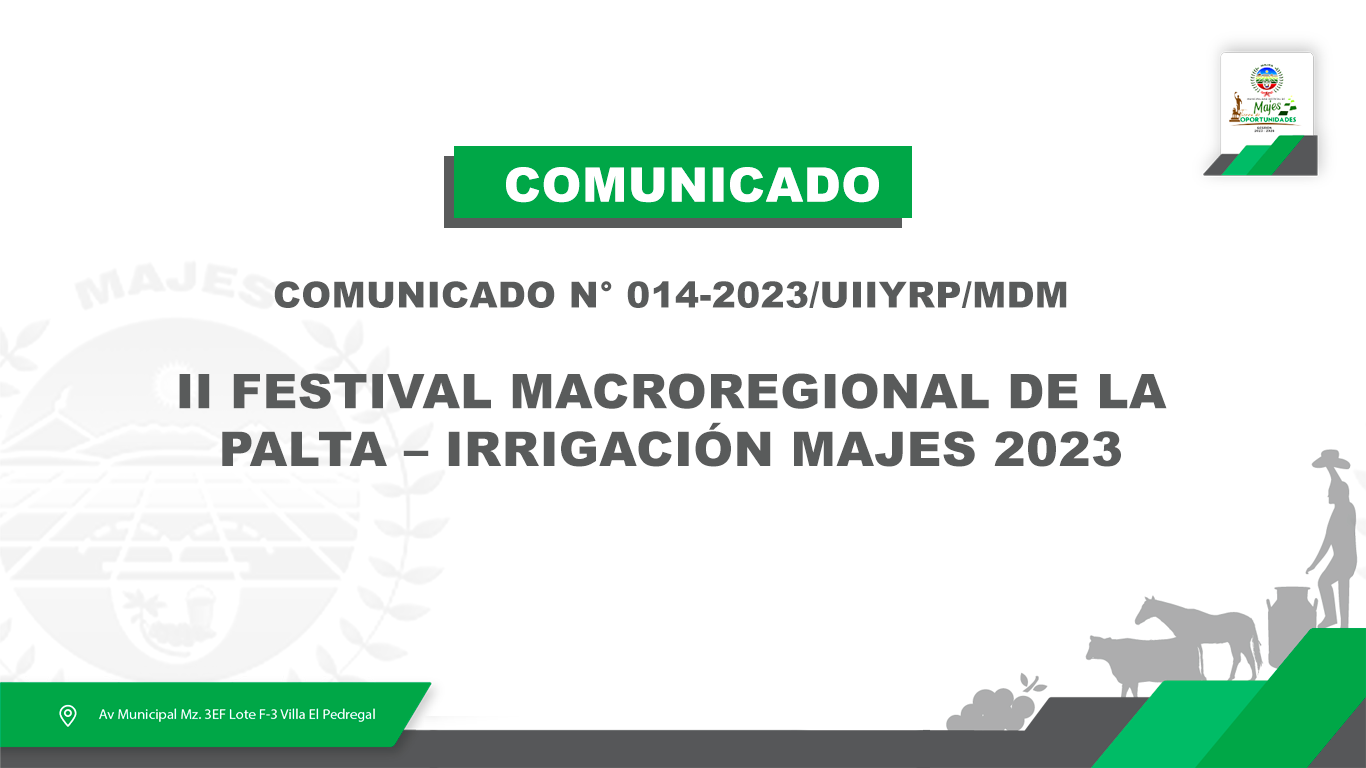 COMUNICADO N° 0014-2023/UIIYRP/MDM