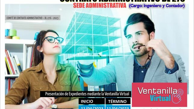 Cronograma para el Proceso de Contrato Administrativo DL 276 para la sede administrativa (Cargo: Ingeniero y Contador)