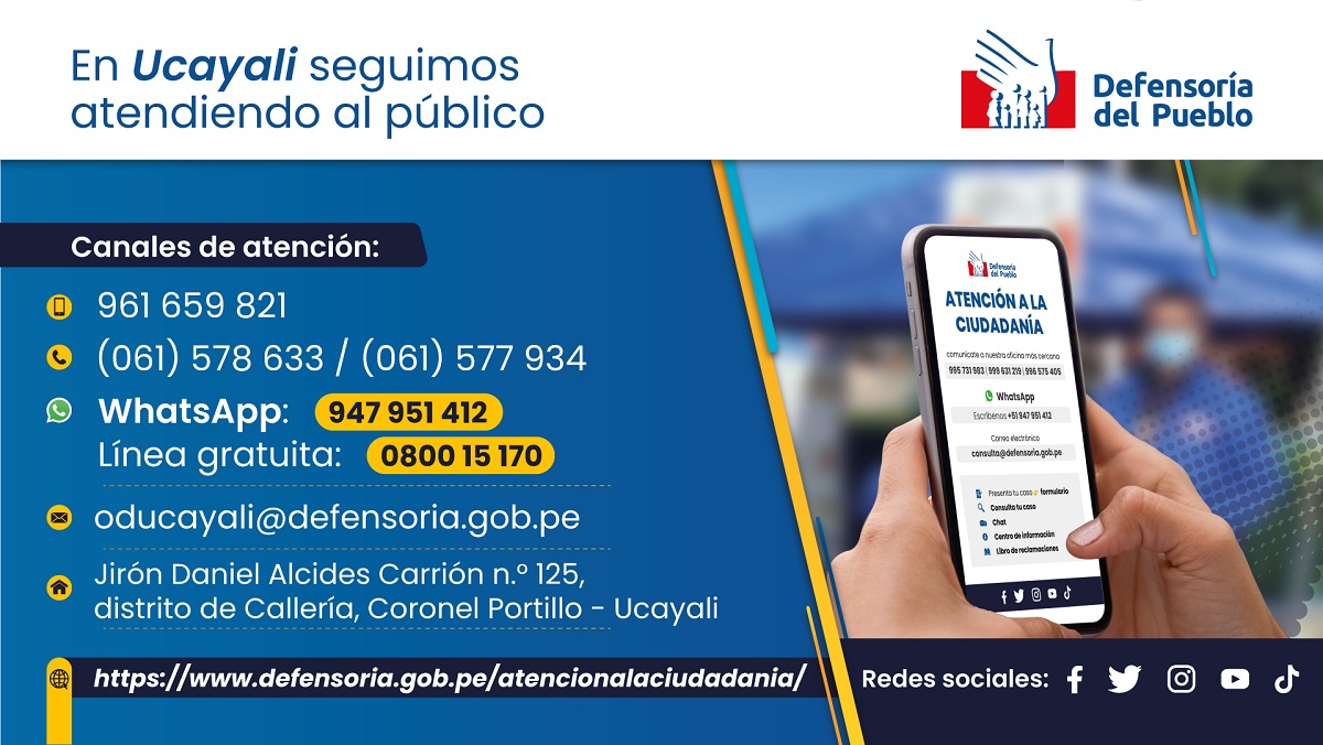 Datos de la sede de la Defensoría del Pueblo en Ucayali