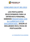 Vista preliminar de documento Comunicado Curricula Vitae  Documentado CAS 001-2013