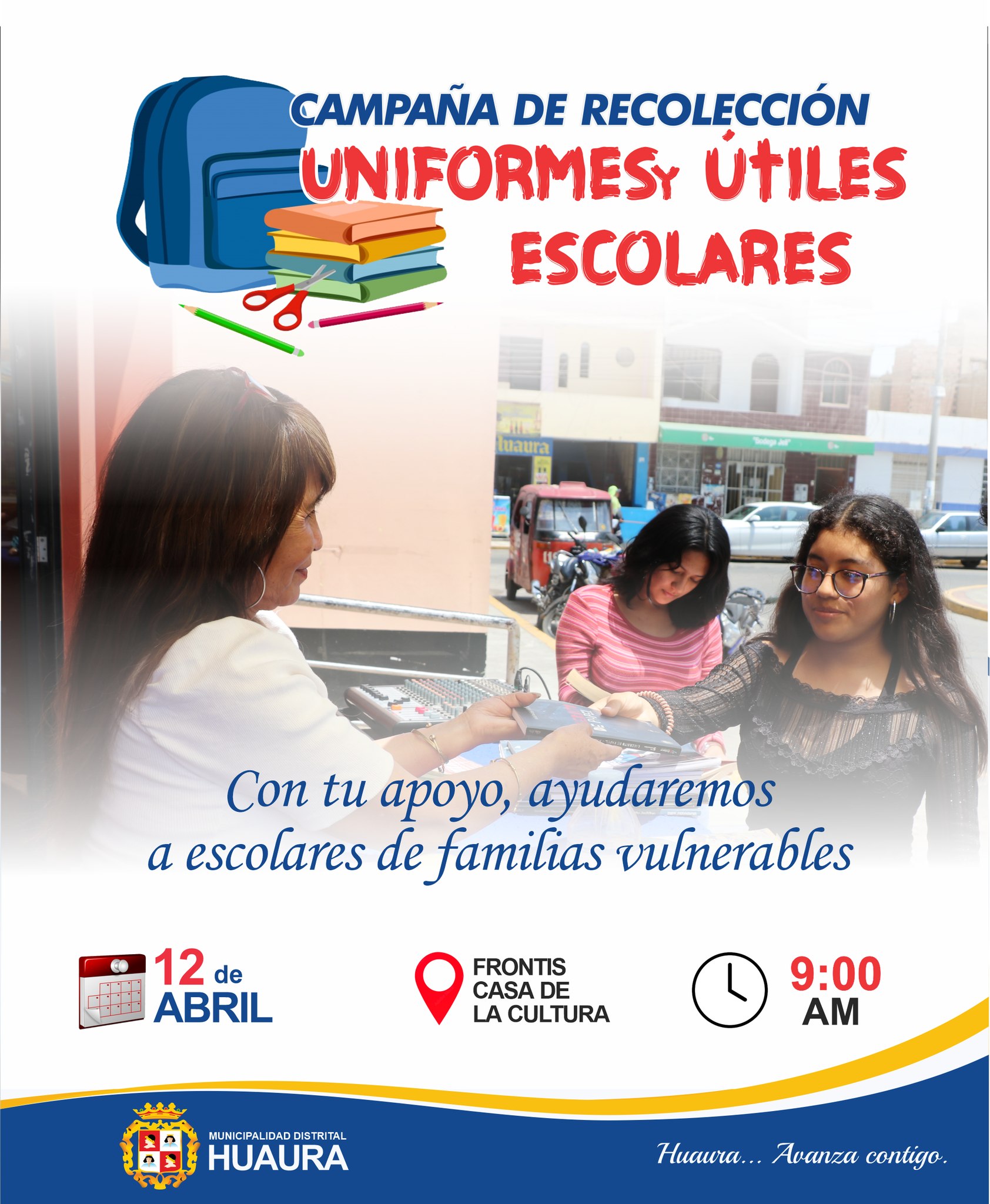 GRAN CAMPAÑA DE RECOLECCIÓN DE ÚTILES ESCOLARES Y UNIFORMES ESTE MIERCOLES 12 DE ABRIL