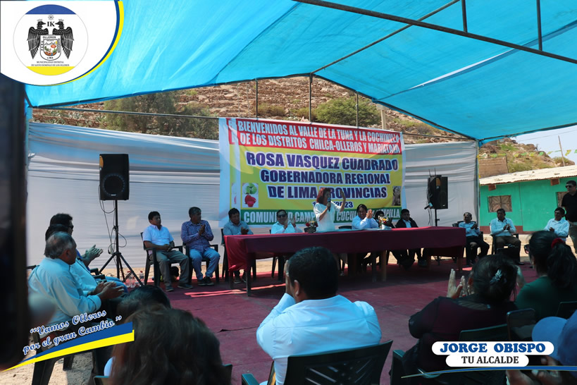 Reunión con la gobernadora regional en comunidad campesina de Cuculí Villa Pampilla