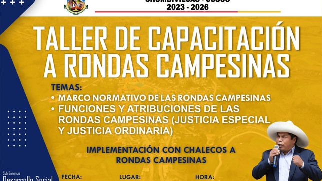  𝐋𝐔𝐆𝐀𝐑: Salón Consistorial
 𝐅𝐄𝐂𝐇𝐀: Miércoles 12 de Abril
 𝐇𝐎𝐑𝐀: 09:00 a.m.
¡Colquemarca, un nuevo comienzo con oportunidades para todos!
Prof. Santos Oviedo Ataucuri - Alcalde
Gestión 2023 - 2026

