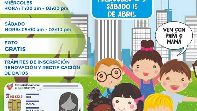 Se realizará campaña de DNI gratuito para menores de edad de Huaral