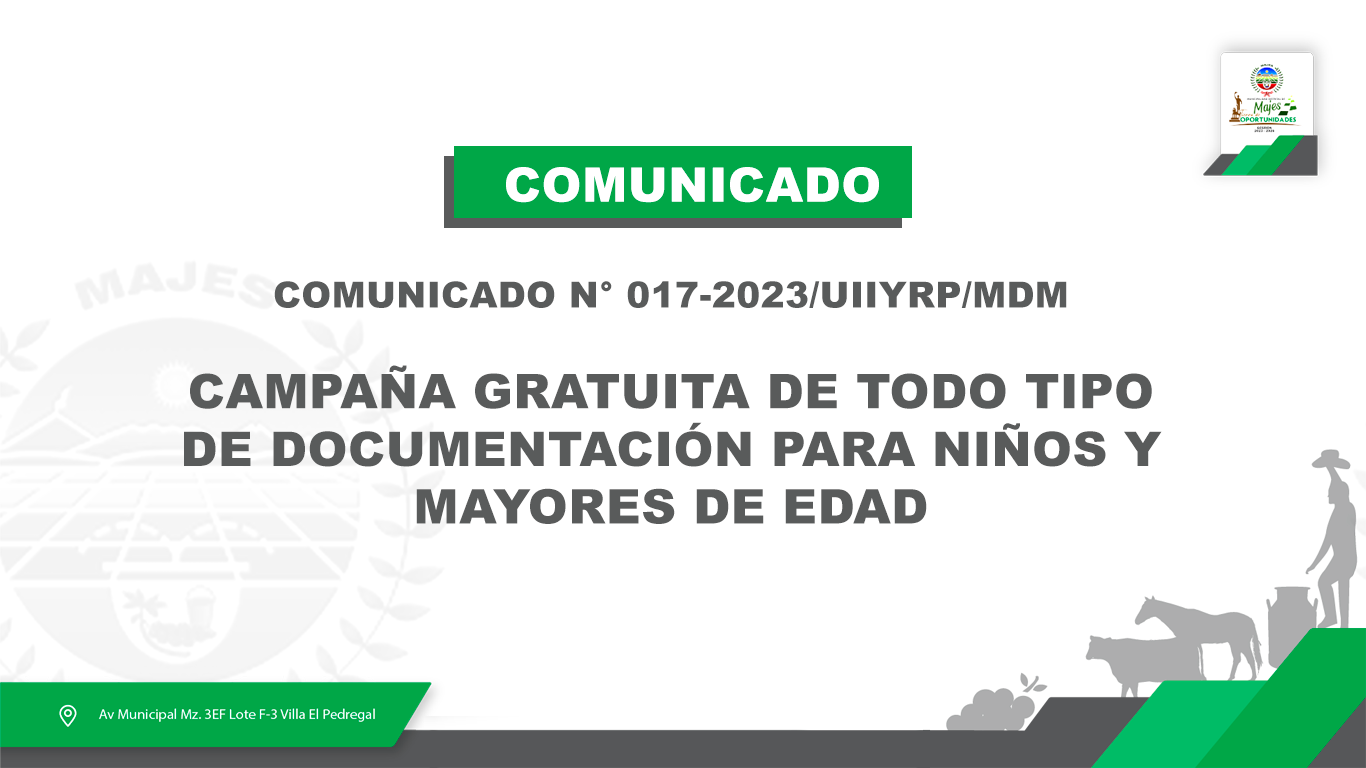 COMUNICADO N° 017-2023/UIIYRP/MDM