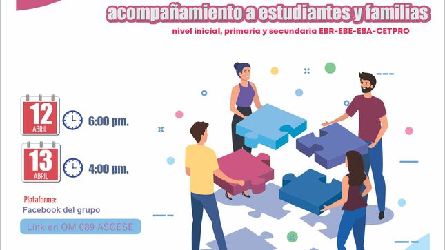 Taller virtual de acompañamiento a estudiantes y familias del nivel inicial, primaria, secundaria de II.EE. públicas y privadas