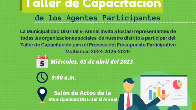 Flyer del Taller de Capacitación de los Agentes Participantes.