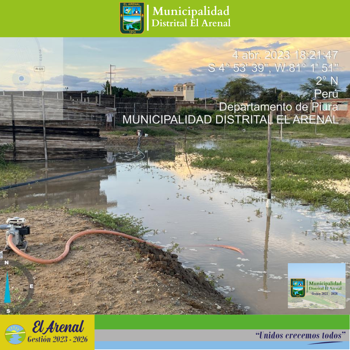 Foto de los trabajos de evacuación de las aguas fluviales.