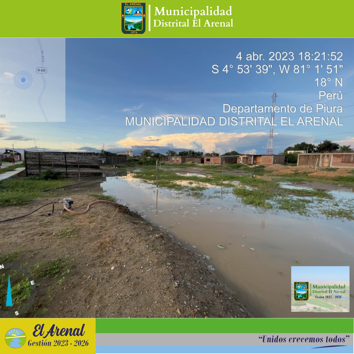 Foto de los trabajos de evacuación de las aguas fluviales.