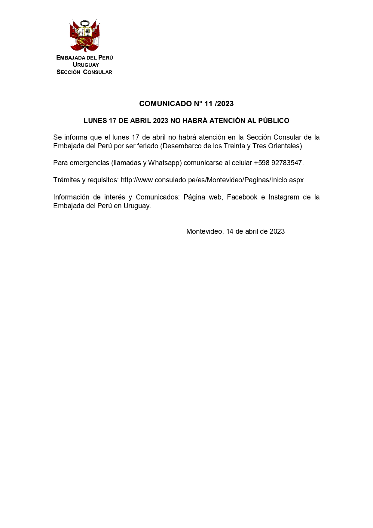 COMUNICADO N° 11 /2023