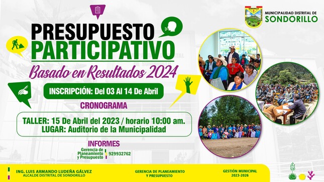 Presupuesto Participativo Año Fiscal 2024 Municipalidad Distrital de Sondorillo