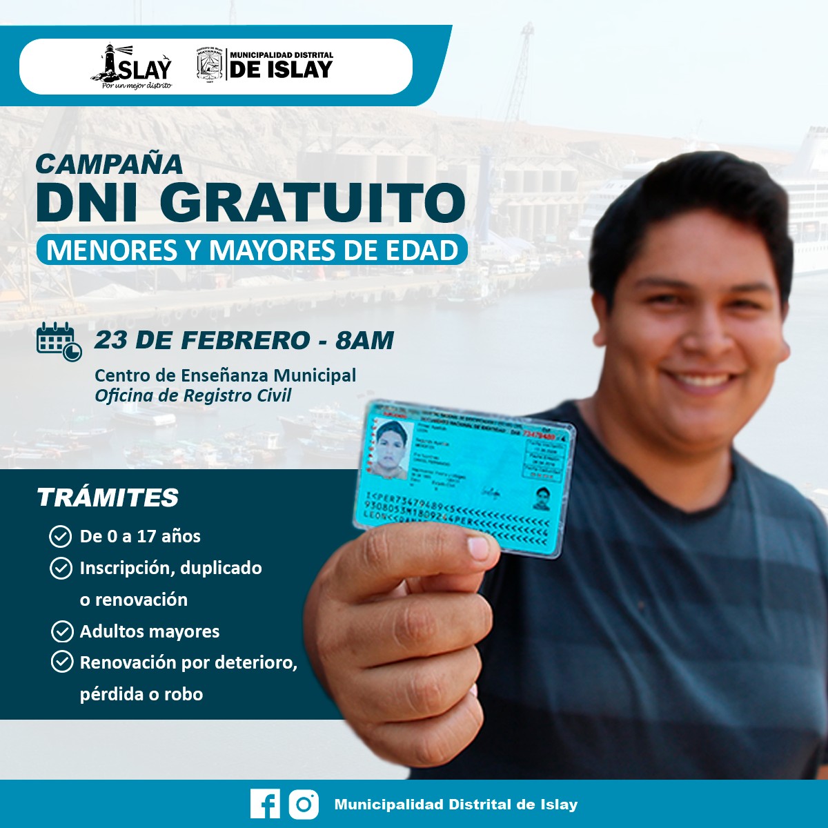 Imagen Publicitaria de la Campaña DNI Gratuito Menores y Mayores de edad 23-02