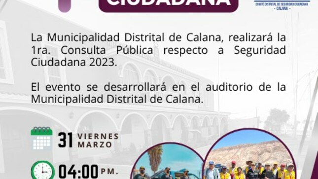 Flyer Consulta Pública CODISEC Calana 2023