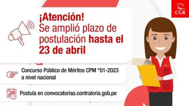Hasta el 23 de abril se amplía plazo para postular a la Contraloría