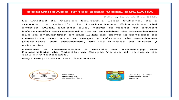Comunicado N°168