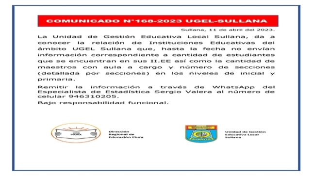 Comunicado N°168