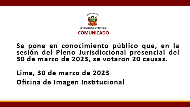 Comunicado del 30 de marzo de 2023