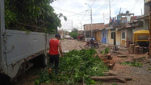 BRIGADAS VERDES DE LA MUNICIPALIDAD DE SULLANA ACTÚAN ANTE FENÓMENO PLUVIAL